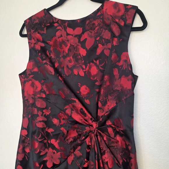 JASON WU Wonka Print Red Black Floral Jacquard Silk Lined Sheath Dress Size 12 - Picture 6 of 16